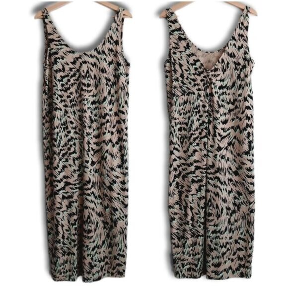 VERO MODA Mille Sleveless Calf Midi Dress Stretchy Pull-Over Abstract Sz M - Picture 7 of 15